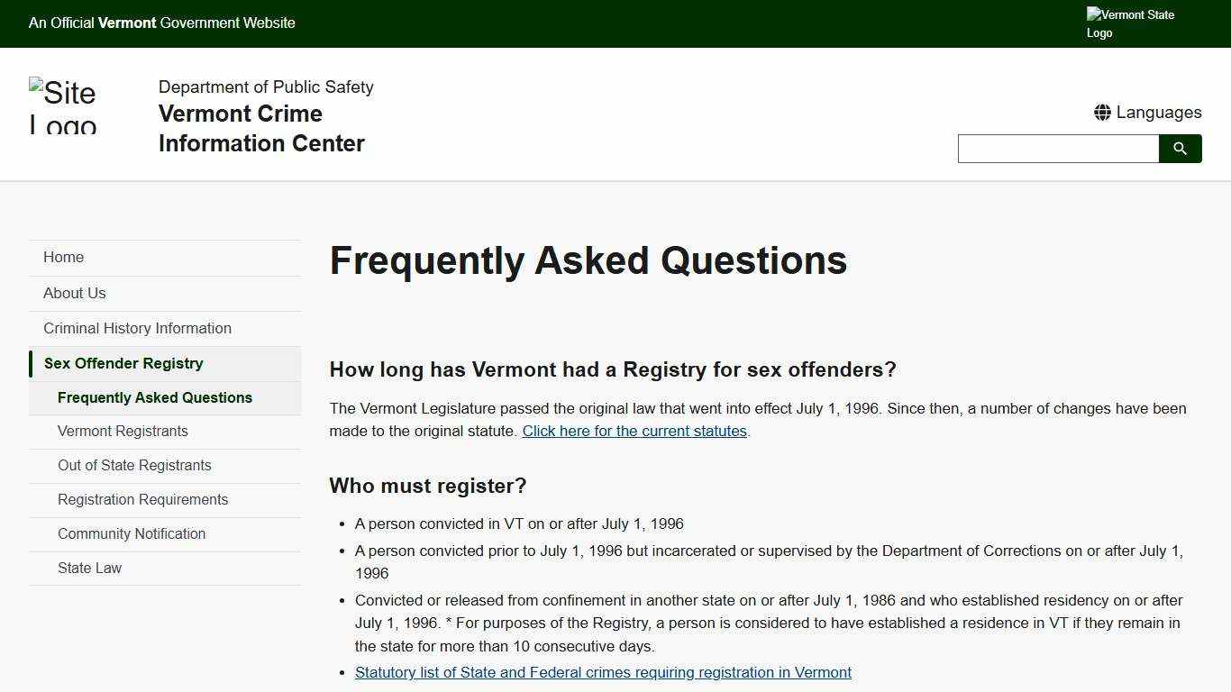 Frequently Asked Questions | Vermont Crime Information Center
